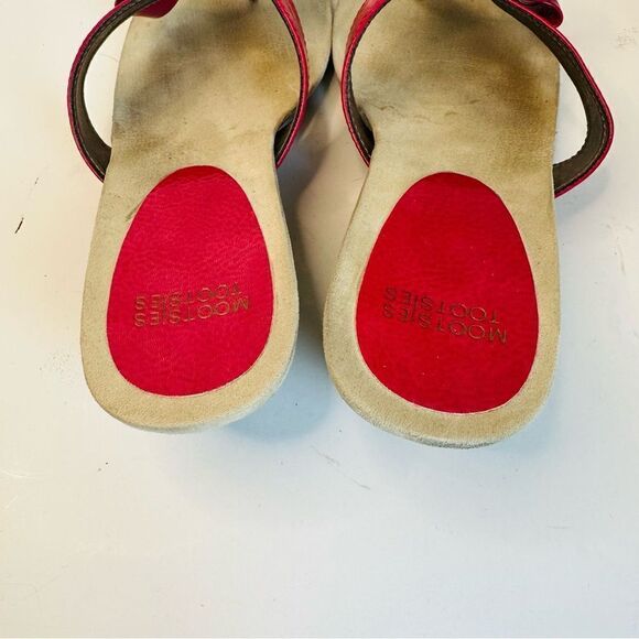 Mootsies Tootsies Bright Pink Bow Wedge Sandals Size 10 Light Wear - Picture 4 of 6